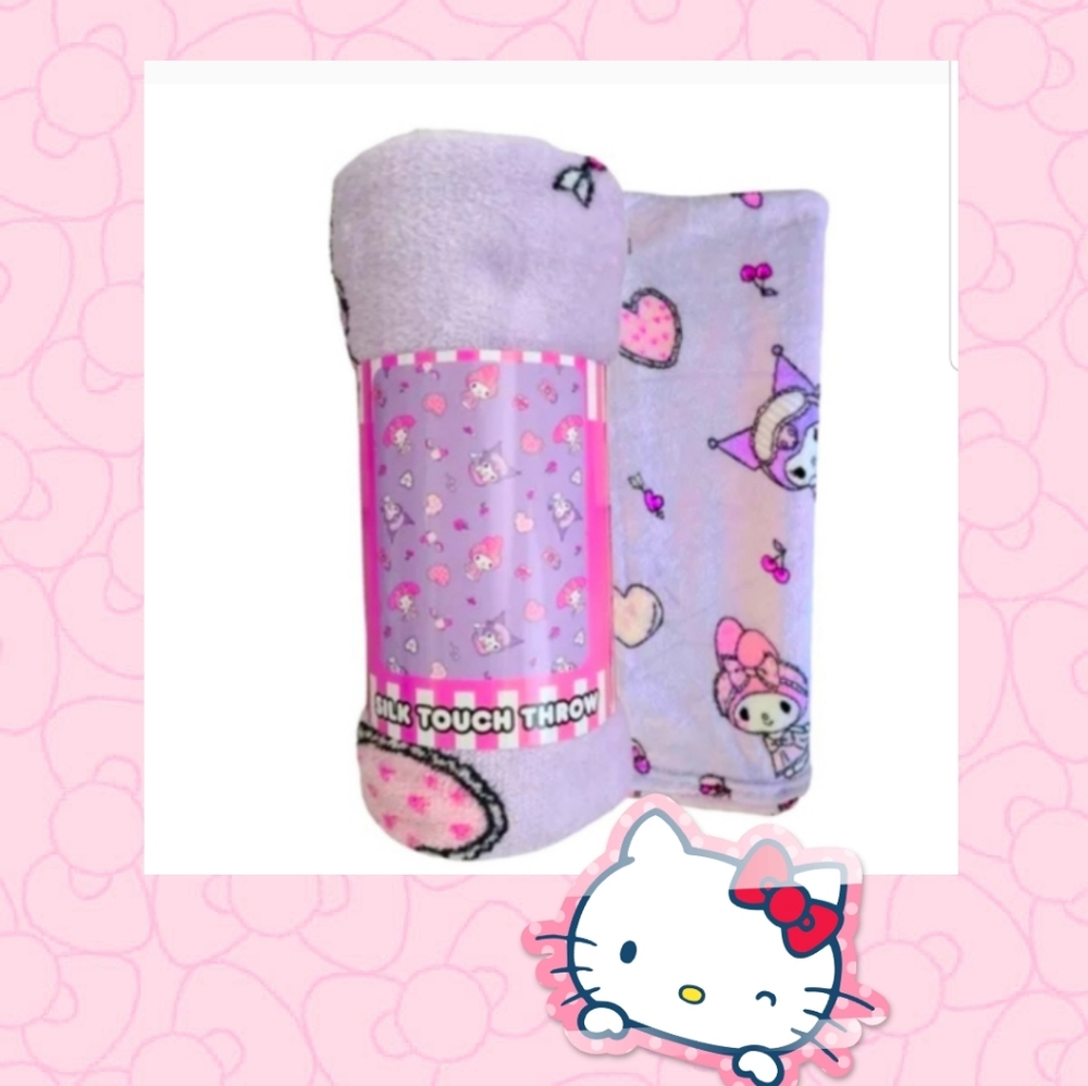 Sanario Kuromi  My Melody Fleech Silk  Touch Throw 40in×50in New